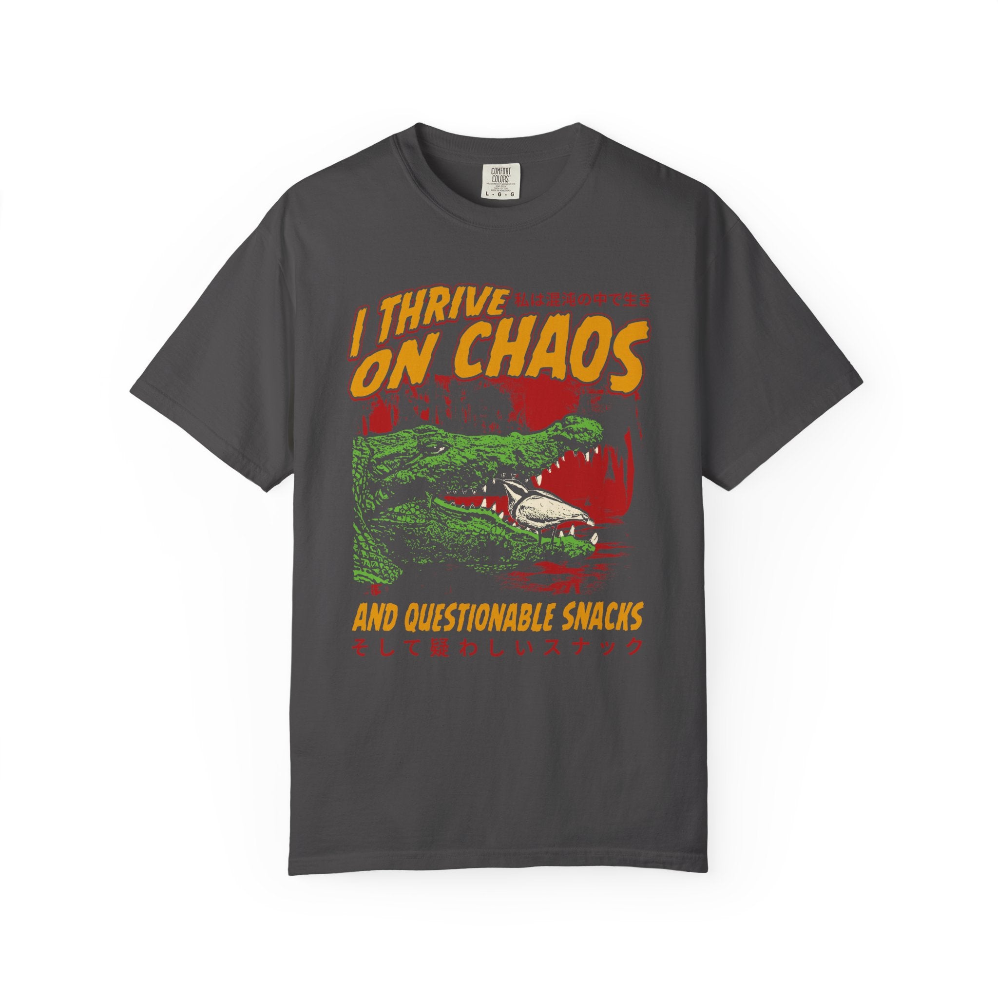 I Thrive On Chaos And Questionable Snacks Retro Tee