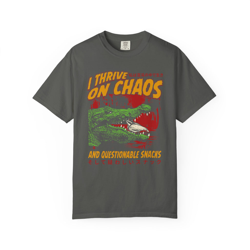 I Thrive On Chaos And Questionable Snacks Retro Tee