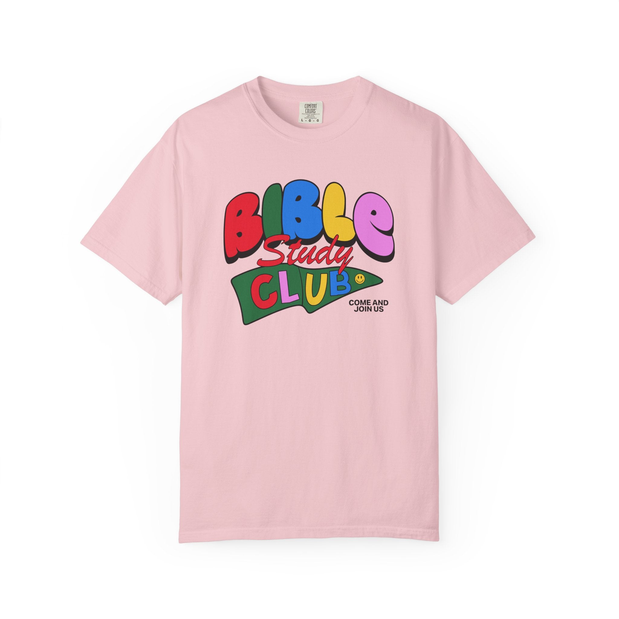 Bible Study Club Blossom T-shirt Front View Divinely Good Christian Faith Based Apparel 