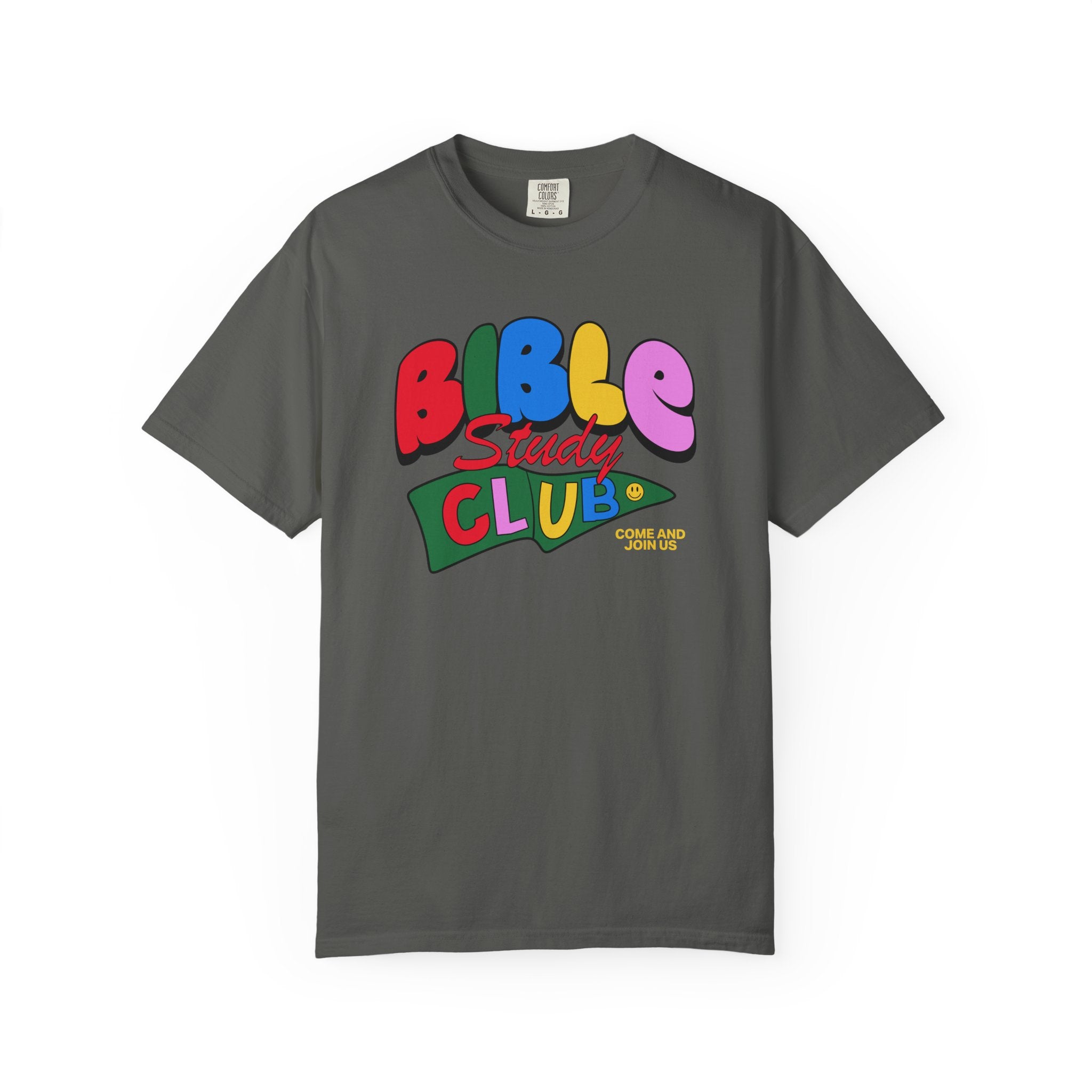 Bible Study Club Pepper T-shirt Front View Divinely Good Christian Faith Based Apparel 