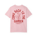 Come Back To The Garden Unisex Blossom T-shirt Back View Divinely Good Christian Faith Based Apparel