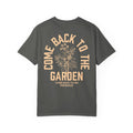 Come Back To The Garden Unisex Pepper T-shirt Back View Divinely Good Christian Faith Based Apparel 