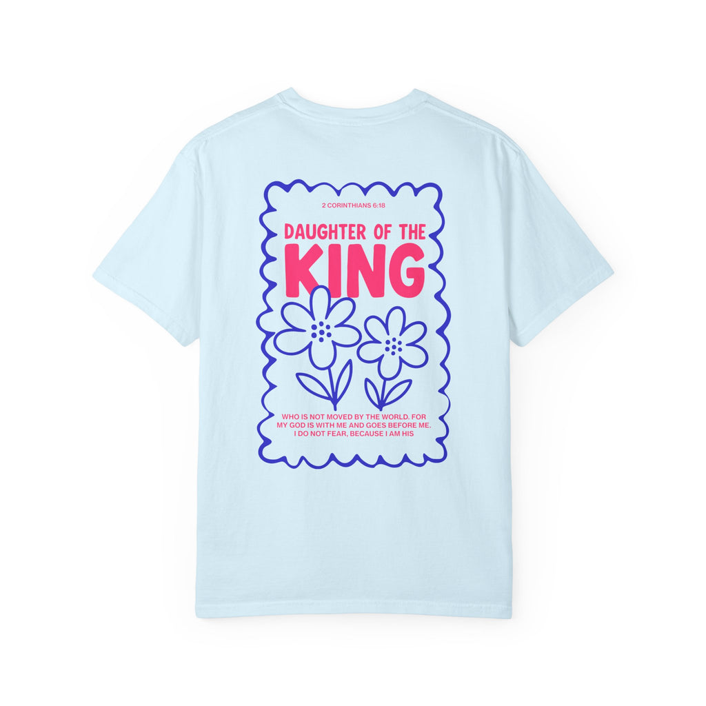 Daughter of the King Christian t-shirt for women Chambray Color faith-based apparel from Divinely Good   
