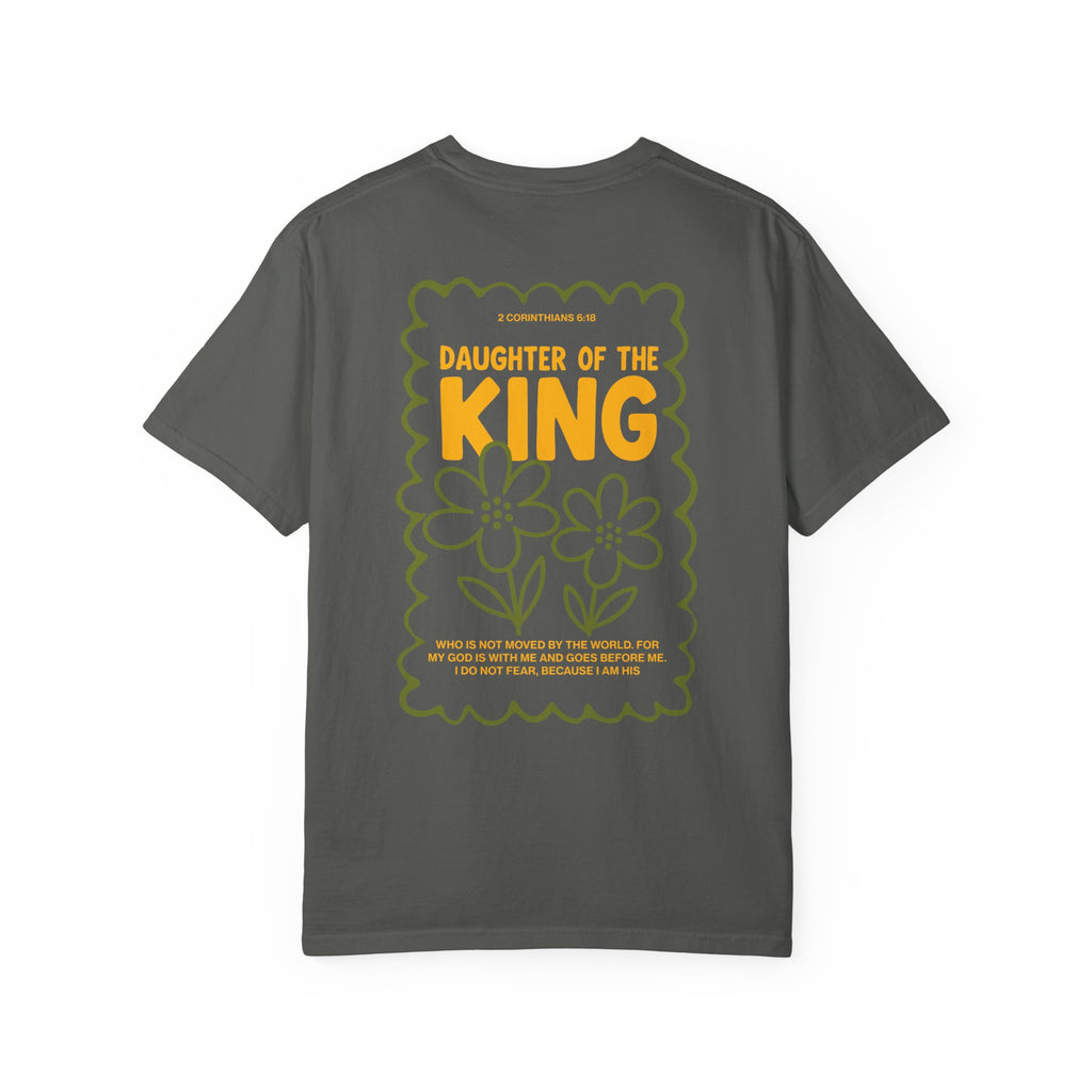Daughter of the King Christian t-shirt for women Pepper Color faith-based apparel from Divinely Good 
