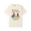 Front View - There Is Freedom Christian T-Shirt - Ivory Color - Faith-Based Christian Apparel By Divinely Good  
