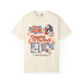 Front view of the Jesus Christ Champion Of The World Christian Christian  Ivory color  t-shirt from Divinely Good, faith-based apparel with bold graphic print.
