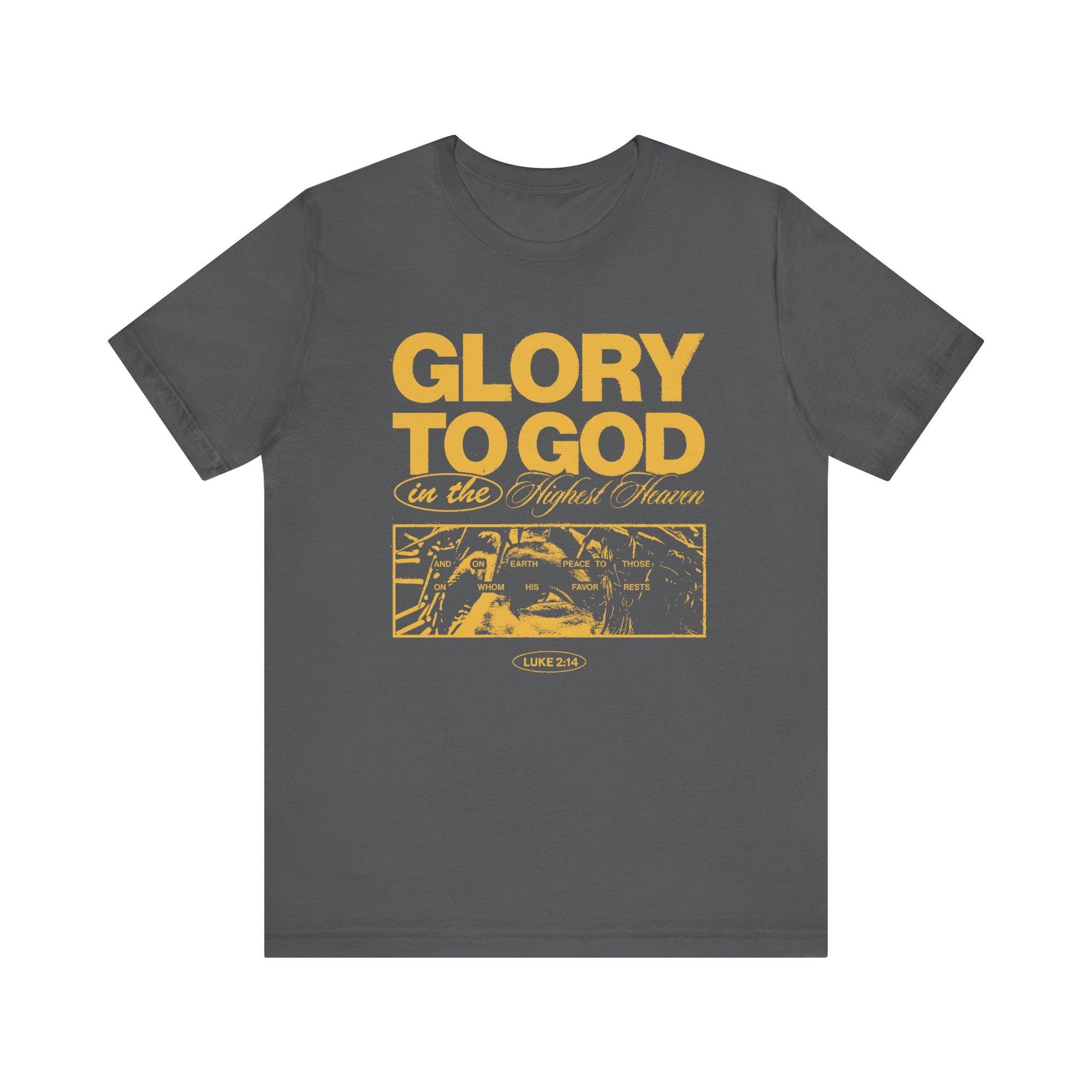 Glory To God Christian T-Shirt Asphalt  – Faith Apparel Front View