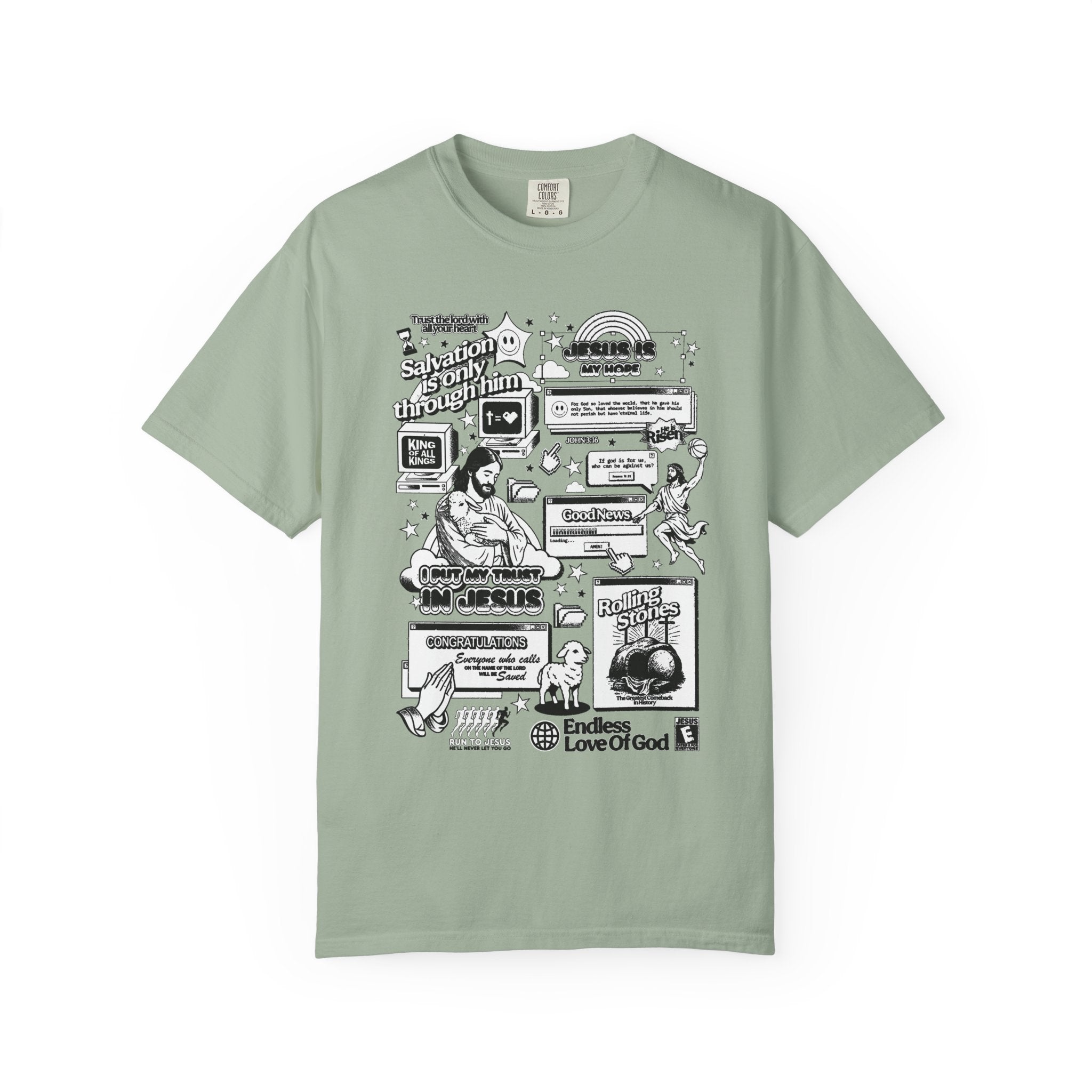 Jesus Is My Hope Unisex Bay T-shirt Front View Divinely Good Christian Apparel