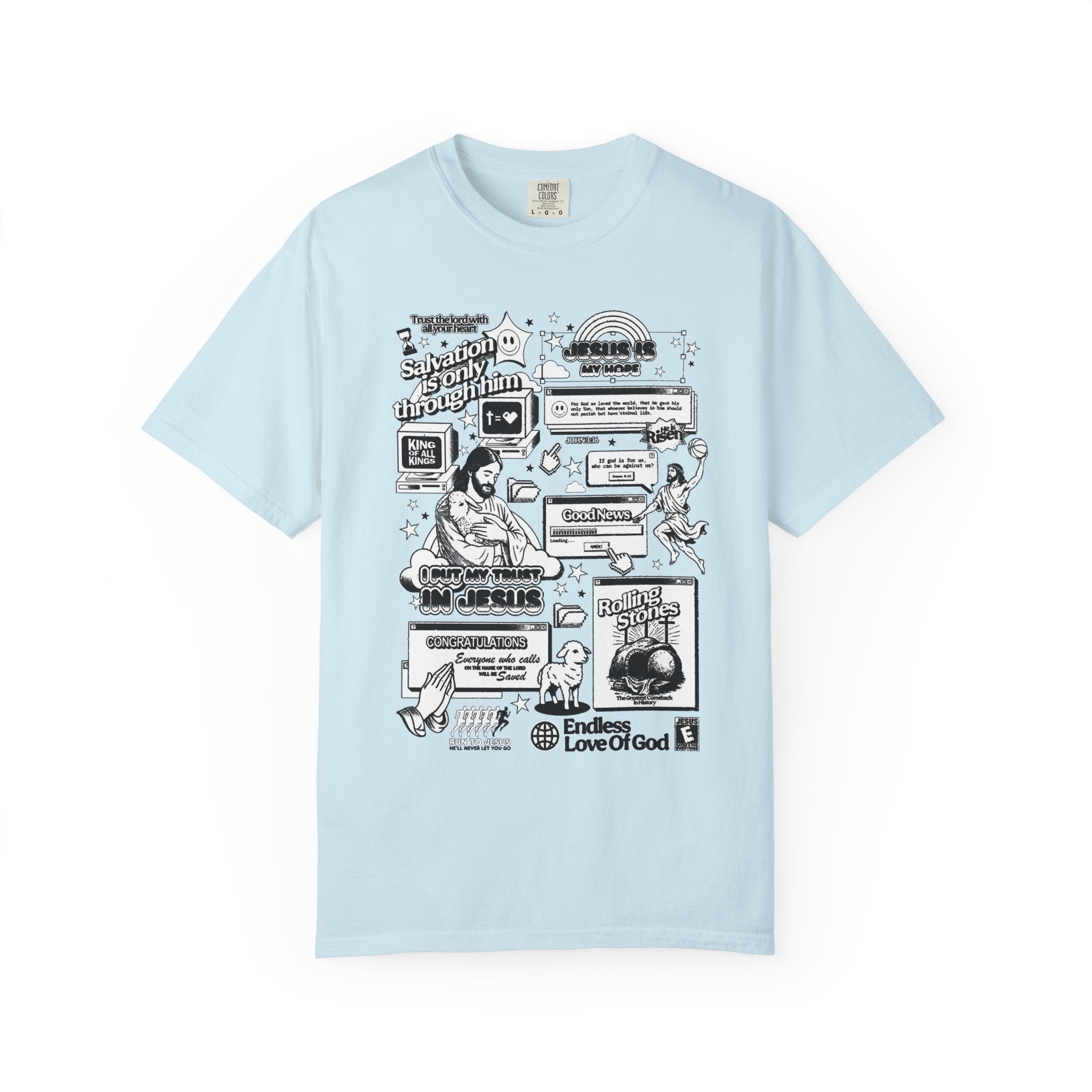 Jesus Is My Hope Unisex Chambray T-shirt Front View Divinely Good Christian Apparel