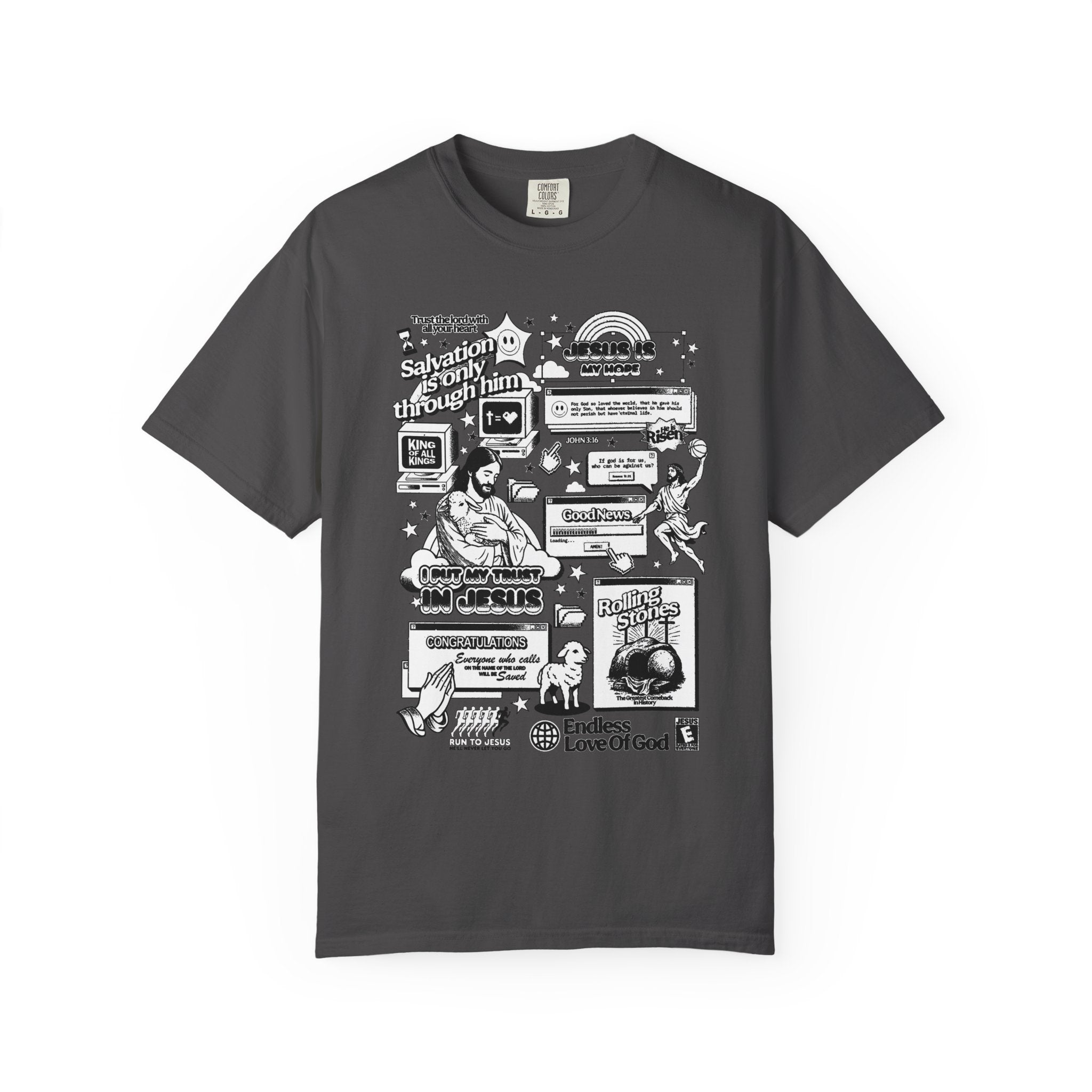 Jesus Is My Hope Unisex Graphite T-shirt Front View Divinely Good Christian Apparel