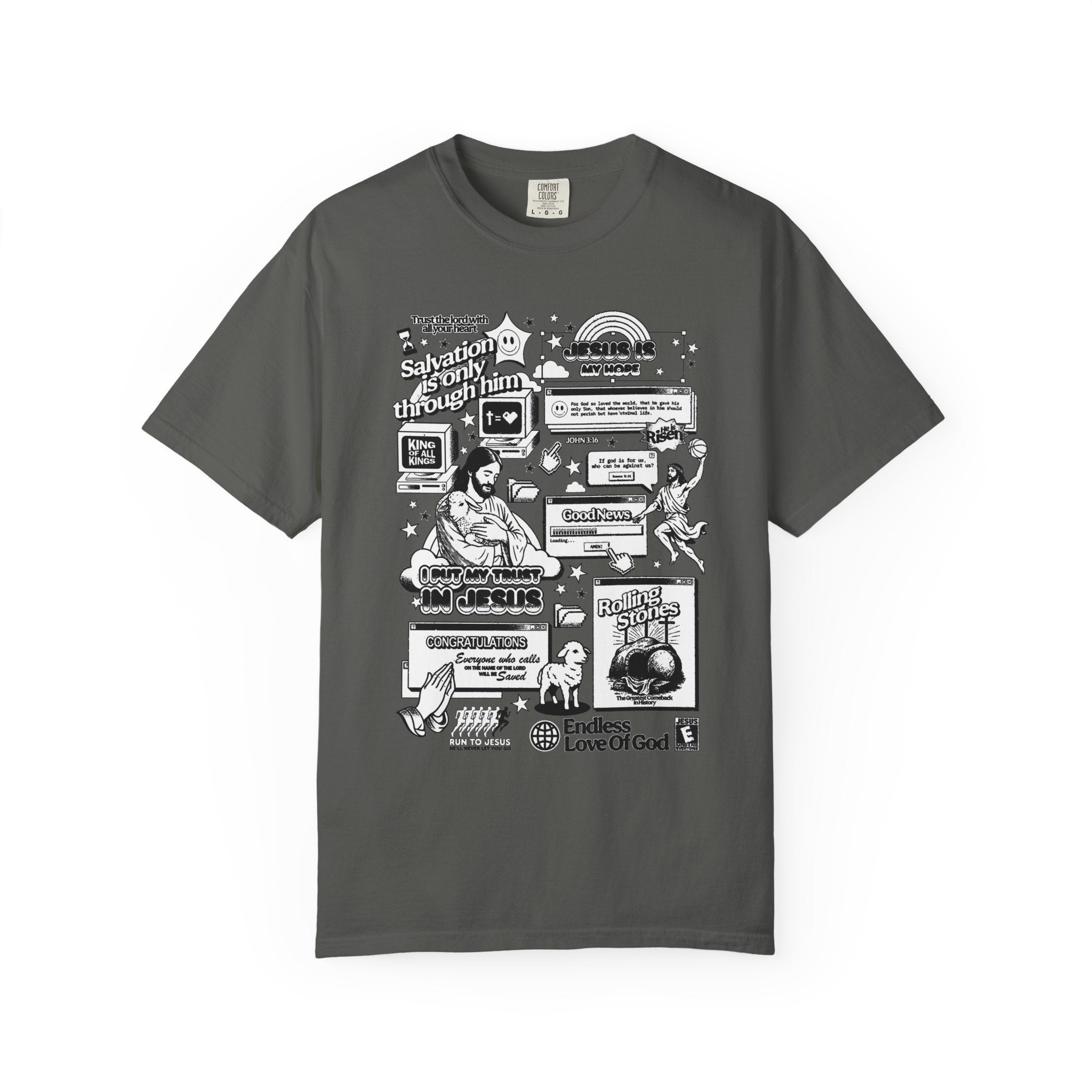Jesus Is My Hope Unisex Pepper T-shirt Front View Divinely Good Christian Apparel