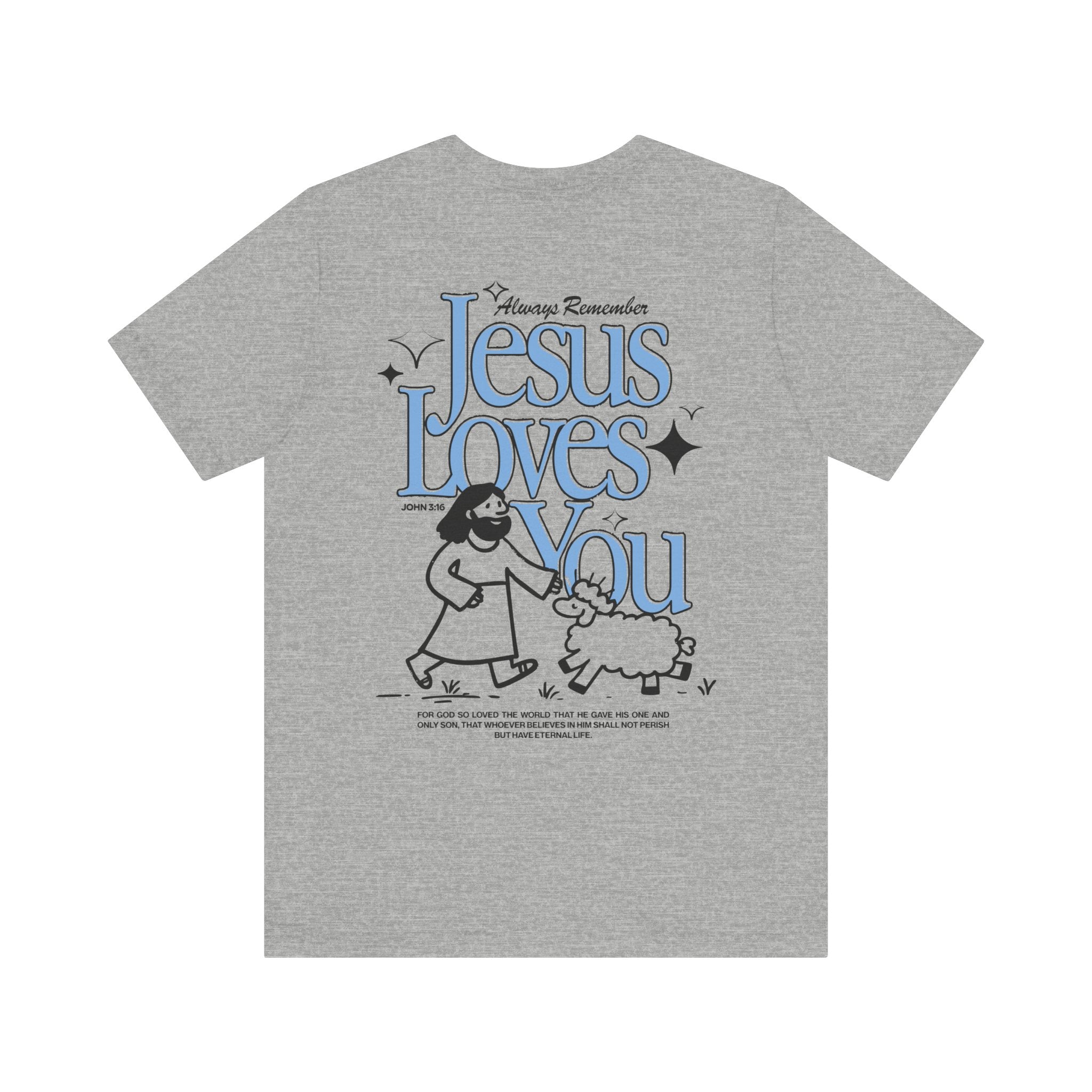Jesus Loves You John 3:16 Athletic  Heather Back View Divinely Good Christian Faith Based Apparel 