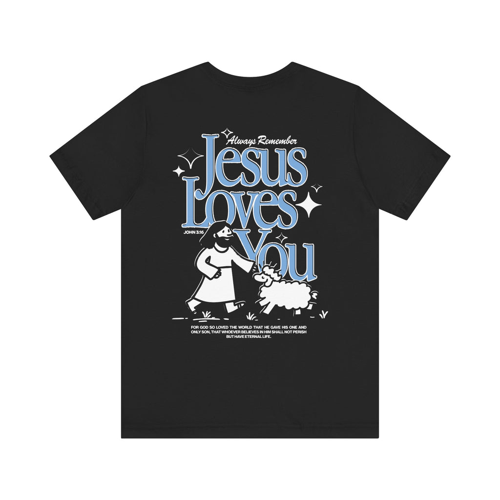 Jesus Loves You John 3:16 Black Back View Divinely Good Christian Faith Based Apparel 