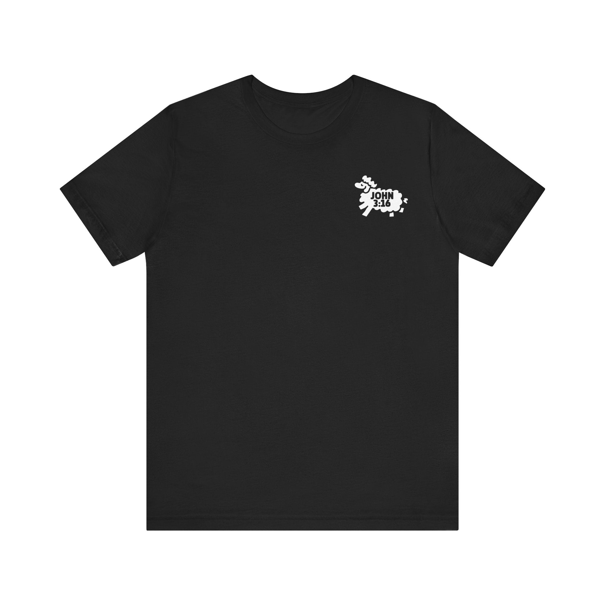 Jesus Loves You John 3:16 Black Front View Divinely Good Christian Faith Based Apparel 