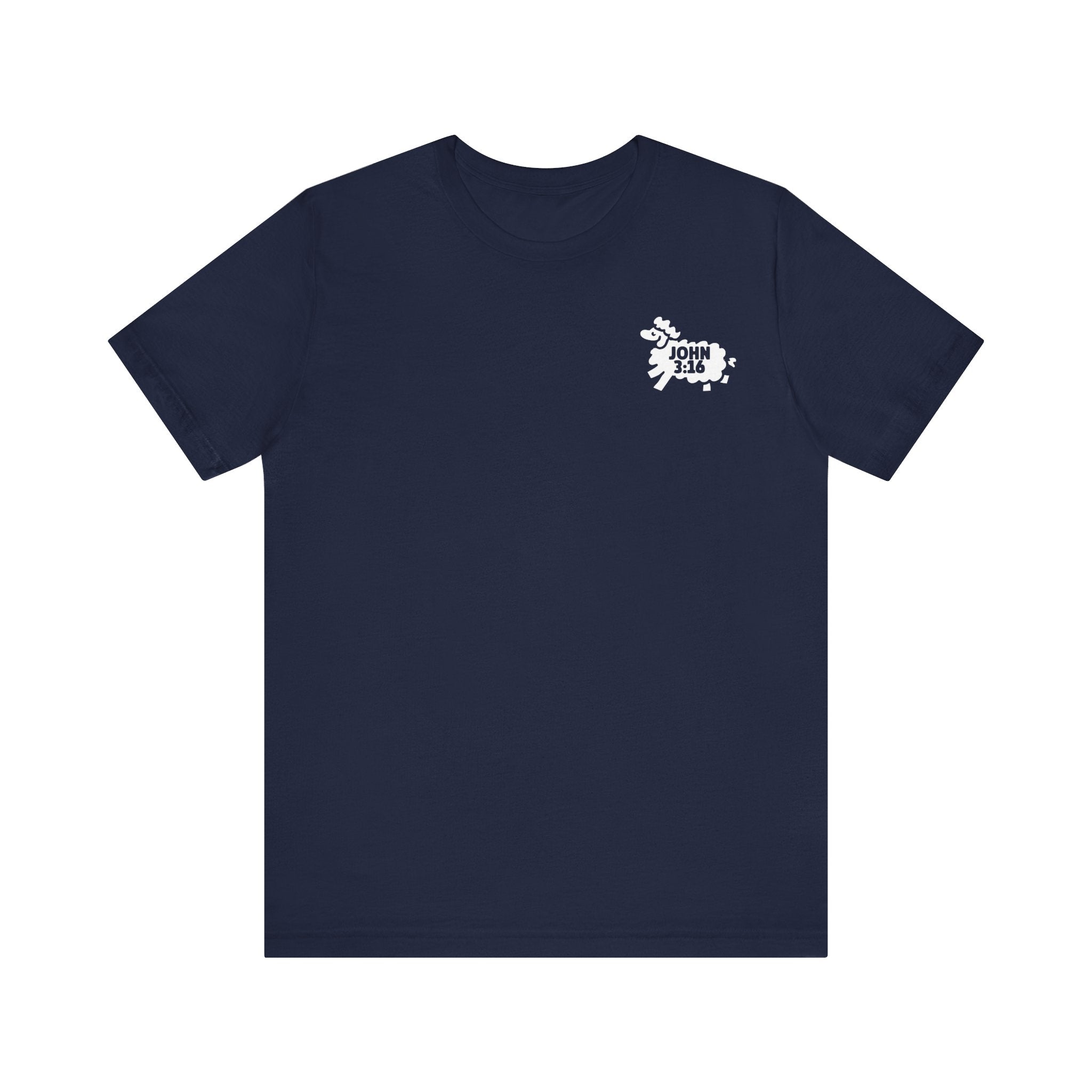 Jesus Loves You John 3:16 Navy Blue Front View Divinely Good Christian Faith Based Apparel 
