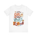 Just a Girl Who Loves Jesus White T-Shirt Front View 